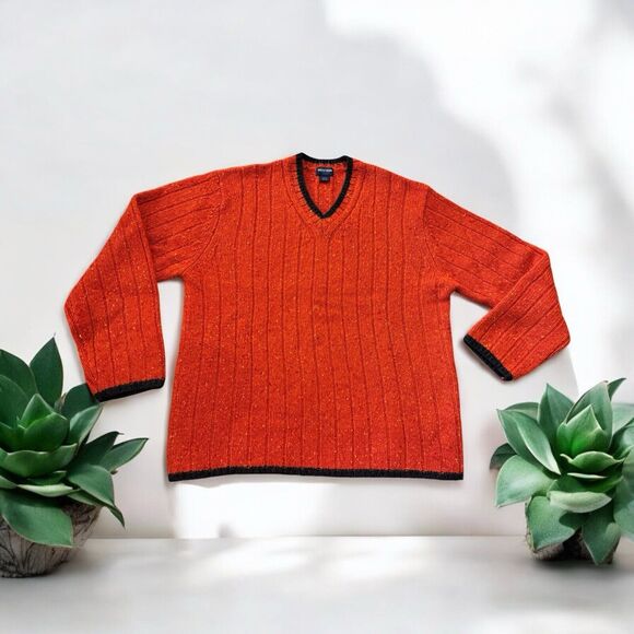 Guess Jeans Sweater Womens XXL 100%wool Vintage Cozy Soft Hongkong 80s Orange - Picture 1 of 10
